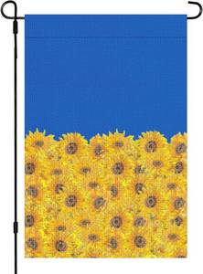lot 3265 image: Lot Of 2 Ukraine Burlap Garden Flag Sunflower Patriot Patriotic Ukrainian Flags,12X18 Inch, Flag Only, for Yard Garden Outdoor Home Decor