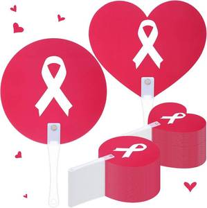 lot 3266 image: 100 Pcs Breast Cancer Awareness Hand Fans Accessories Gifts Set Pink Ribbon Plastic Handheld Fans Bulk with Handle for Women Breast Cancer Charity Event Survivor Campaign Party Supplies