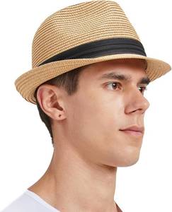 lot 3271 image: Lot Of 3 Zylioo L Oversize Straw Fedora Hats,Big and Tall Short Brim Cuban Hats,Roll Up Summer Trilby Hat,Narrow Brim Beach Hat