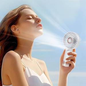 lot 6587 image: Mini Handheld Fan With Water Mist, Outdoor Portable Misting Fan Rechargeable, Water Spray, Hand Held, 2000mAh Battery Powered, Powerful & Ultra Quiet, for Travel, Sleeping, and Desk, White