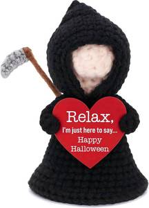 lot 6597 image: Halloween Boo Basket Stuffers for Her Him, Handmade Crochet Reaper Gnome Gifts for Women Men Friends Neighbors Coworkers, Halloween Reaper Decor Indoor for Party Table Decorations