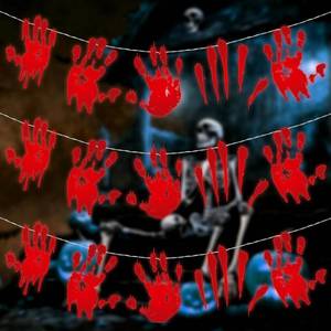 lot 6602 image: Ganeen Halloween Bloody Handprint Decorations Halloween Bloody Hands Red String Lights 10 ft 20 LED Horror Scary Hanging LED Lights Battery Operated for Murder Mystery Party Home Indoor Outdoor Decor