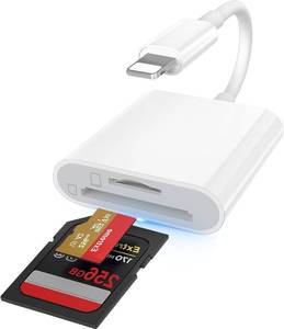 lot 6615 image: MFi Certified SD Card Reader for iPhone 2 in 1 Dual Slot SDTF Card Camera Memory Card Adapter for iPhone 14131211XXSXR87 iPad, Plug & Play