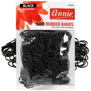 lot 6617 image: Lot of 2, Annie Rubber Bands Assorted Sizes, 500 Piece Hair Ties, Black