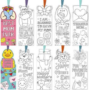 lot 6620 image: 100Pcs Mothers Day Coloring Bookmarks Bulk, Color Your Own Craft Kits for mom Classroom School DIY Crafts Gifts for Mom