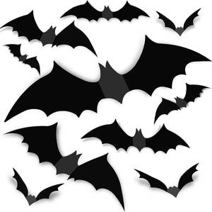 lot 6650 image: Lot of 2, Bats Wall Decor - 120 Realistic PVC 3D Black Scary Bat Wall Stickers for Creepy Home Decor & Halloween Party Decorations - DIY Wall Decal for Bathroom & Indoor Use