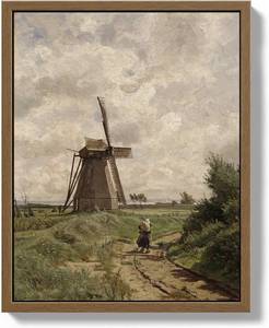 lot 7010 image: Bzstyleart Framed Vintage Wall Art,Vintage Windmill Art Warterproof Artwork for Shelf Decoration,8 x 10 Inch Farmhouse with Windmill,Canvas Print Cute Dorm Wall Decor for Bedroom Apartment