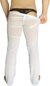 lot 7027 image: Mens sexy mesh pants Sheer pajamas Mens yoga pants Breathable see-through mesh pants L