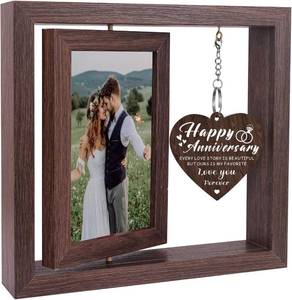 lot 7028 image: Happy Anniversary Picture Frame Gifts for Men Women, Anniversary Wedding Gift for Her Him Boyfriend Girlfriend Wife Husband Couple, Display Two 4x6 Photos