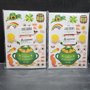 lot 7034 image: Lot of 2, 40 Sheets St Patricks Day Stickers for Kids, Saint Patrick Irish Sticker Leprechaun Gnome Shamrock, Make Your Own Stickers St Patricks Day Craft Party Decorations