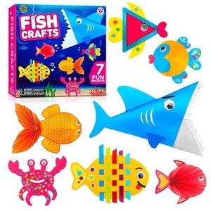 lot 7038 image: Learn & Climb Arts and Craft Kit for Toddlers Ages 3-5, Crafts for Kids Art Set to Create 9 Fun Fish Characters