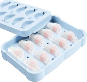 lot 7043 image: Li&Zhao Small Ice Cube Trays with Lid - Ice Trays for Freezer with Lid Silicone Ice Molds Ice Cube Mold(Blue)