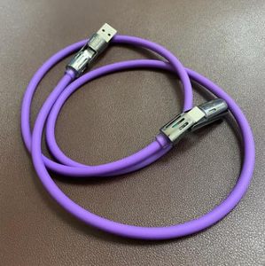 lot 7065 image: 4-in-1 Fast Charging Solution with LED Flowing Light   USB with Micro USB, Type-C & Phone Connectors   Magnetic Charger for Android & iOS Devices. (Purple)