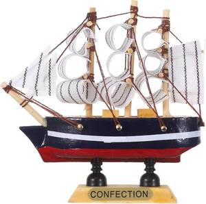 lot 7072 image: Lot of 3, Veemoon Wooden Sailboat Model Small Sailboat Ornament Retro Ship Decor Nautical Tabletop Boat Decoration Antique Boat for Home Office Ocean Theme Party (4.3  4.7in)