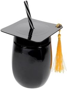 lot 7107 image: Graduation Cap Shaped Novelty Cup with Lid and Straw