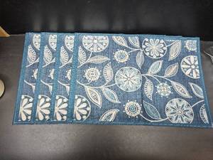 lot 7110 image: Snycler Table Runner Boho Table Runners Vintage Elegant Farmhouse Table Center Linen Decor for Home Dining Party Entrance (12x18 Inch ,Set of 4) Denim Blue