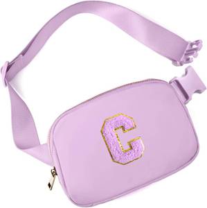 lot 7116 image: Gitus Gifts for 8 9 10 11 12 Year Old Girls Belt Bag Fanny Pack Crossbody Bags with Initial Letter Patch Cute Stuff Birthday Gifts for Teen Girls Women Personalized Trend Stuff (Lavender-C)