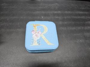 lot 7118 image: jekiinova Initial Travel Jewelry Case Jewelry Box Jewelry Organizer w Mirror, Blue Travel Must Haves Travel Accessories for Women Teacher Wedding Gifts Best Teacher Gifts End of Year Teacher Gift (R)