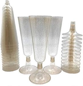 lot 7122 image: Lot of 3, Plastic Champagne Flutes 10 Pack Disposable Champagne Glasses 5.5 Oz for Small Party Parties Wedding Toasts and New Year s Eve - Elegant Bulk Gold Plastic Wine Flutes (Gold-10pcs)