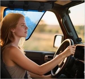 lot 7135 image: Side Window Sunshade for Jeep Wrangler,Driver Window Sun Shade for Jeep Roll Bar,Breathable Mesh Window Shade,Featuring Eyewear Clip System,Blue