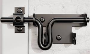 lot 288 image: Hillmaster Slide Bolt Gate Latch for Wooden Fence Door Lock With Padlock Hole, Heavy Duty Sliding Lock, Black Barrel Bolt Latches Hardware for Wood Vinyl Fence Barn Shed - Retail $10