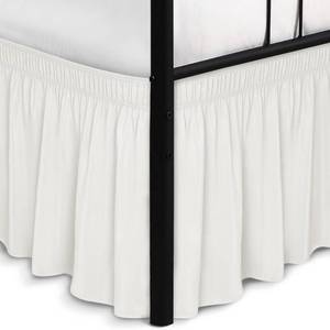 lot 296 image: Biscaynebay Wrap Around Bed Skirts with Split Corners for King Beds 15 Drop, Ivory Adjustable Elastic Dust Ruffles Easy Fit Wrinkle Resistant Silky Luxurious Fabric Machine Washable - Retail $27