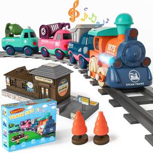lot 297 image: MORECOLL Electric Train Set for Toddlers & Kids wMusic, Lights & Tracks - First Choo Choo Train, Magnetic Connection, Birthday Gifts for Boys and Girls - Retail $30