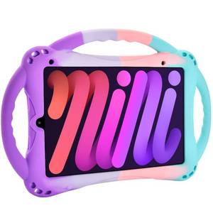 lot 306 image: TopEsct Kids Case for iPad mini 7 (A17 Pro) 2024 iPad Mini6 2021, Shockproof Silicone Cover with Handle Stand for 8.3 iPad mini 6th7th Gen, Puple and Turquoise - Retail $22