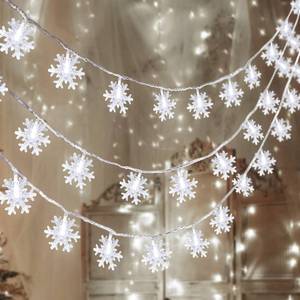 lot 312 image: 2 Packs 100 LED Christmas Snowflake String Lights Hanging Decorations - Winter Wonderland Lighted Decor for Holiday Xmas Indoor Outdoor Party Supplies (42.6ft,Batteries Not Included) - Retail $14