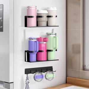 lot 319 image: YIXISTYX Magnetic Stanley Cup Holder for Refrigerator, 2 Pack Tumbler Holder Fits 10oz to 40oz Stanley Tumblers with Handle, Magnetic Cup Organizer, Water Bottle Storage for Stanley Cup Accessorie - Retail $17