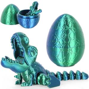 lot 320 image: Broken Tail 3D Printed Dragon Kids Dinosaur Toys 3D Printed Fidget Toys, Articulated Dragon Egg, 3D Dragon, Home Office Decor Executive Desk Toy 3D Printed Dragon Eggs with Dragon Inside (Blue - Green) - Retail $13