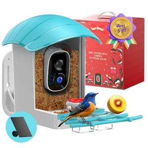 lot 799 image: Bird Feeder with Camera Solar Powered Smart Bird Feeders for Outdoors Garden with AI Identify Auto Capture 2K HD Bird House with Camera Outside WiFi Live View Birdfeeder Cam Gift for Birds Lover - Retail $50
