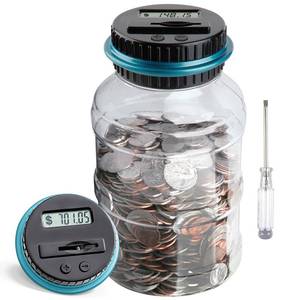 lot 816 image: Large Piggy Bank for Boys Adults, Vcertcpl Digital Coin Counting Bank with LCD Counter, 1.8L Capacity Coin Bank Money Jar for Adults, Designed for All US Coins (Blue) - Retail $10