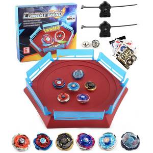 lot 820 image: Battling Top Stadium Battle Set, 6 Metal Fusion Spinning Tops 2 Launchers 1 Arena Combat Game, Toy Gift for Kids Boys Ages 6�� - Retail $36