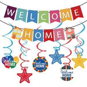 lot 824 image: Welcome Home Banner, Colorful Paper Welcome Home Decorations - Retail $10