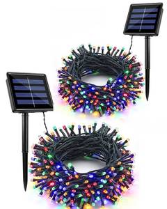 lot 832 image: Flacchi 2 Pack Solar String Lights Each 72ft 200 LED 8 Modes Outdoor String Lights Waterproof Solar Fairy Lights for Garden, Patio, Fence, Balcony, Outdoors,Holiday Decoration - Retail $22