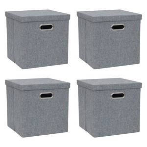 lot 843 image: ArcaGuru Storage Bins with Lids, Collapsible Linen Fabric Boxes Organizer Containers with Lid Foldable Storage Box Basket for Closet, Shelves, Home, Office, 12 x 12 x 12.4 Inch, 4 Pack, Dark Gray - Retail $38