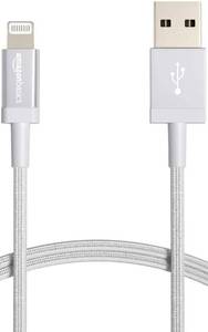 lot 853 image: Amazon Basics USB-A to Lightning Charger Cable, Nylon Braided Cord, MFi Certified Charger for Apple iPhone 14 13 12 11 X Xs Pro, Pro Max, Plus, iPad, 6 Foot, Silver - Retail $9