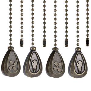 lot 862 image: ONLY LIGHT PULLS MISSING FAN 2 Pack Bronzed Ceiling Fan Pull Chain Extension, 12 Inches Classic Drop Shaped Pendant Pull Chains for Ceiling Fans and Lights, Decorative Fan Pulls Extenders with Connector  - Retail $6