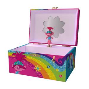 lot 867 image: DAMAGE SEE PHOTOS Mini Treasures Trolls Jewelry Box for Girls - Musical Jewelry Box with Spinning Figurine, Trolls Toys for Kids Ages 3-5 - Plays Trolls Theme Song - 6 x 4.7 x 3.5 in - Retail $20