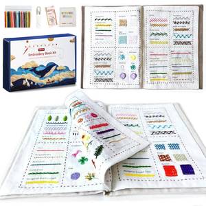 lot 874 image: spicssa Embroidery Stitch Book Kit, All in One Sewing Embroidery Kits, Starter Practice Patterns, Complete Tool kit and VideoTutorials, Gifts for Girlfriends, Mothers, and Craft Lovers