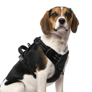 lot 878 image: PUPTECK No Pull Dog Harness Medium Sized, Adjustable Reflective Dog Harness with Handle Easy Control, Comfortable Soft Padded Pet Vest Harness for Medium Dogs, Black M - Retail $19