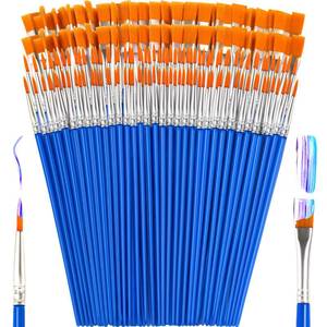 lot 884 image: ZRLEI Small Paint Brushes Bulk, 160 Pcs Flat Tip Round Acrylic Paint Brushes for Kids Classroom Acrylic Watercolor Canvas Face Painting Touch Up - Retail $10