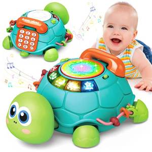 lot 906 image: Jyusmile Baby Toys 6 to 12 Months, Musical Turtle Crawling Infant Toys, Early Learning Educational Toy with Light & Sound, Christmas Birthday Gifts for Boy Girl 7 8 9 10 11 Month 0-1 Year Old - Retail $32