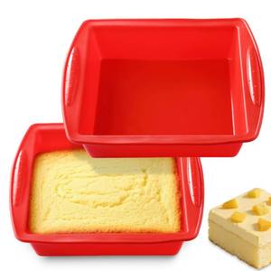 lot 922 image: KCKHFA Silicone Square Brownie Pan 2 Pack, 8x8 Baking Pan for Brownies, Cakes, Bread, Pie & Lasagna �� BPA Free, Heat Resistant, Flexible Silicone baking mold, Oven, Microwave, Dishwasher Safe - Retail $10