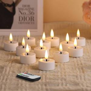 lot 927 image: Eywamage Eight Count  White LED Tealights with Remote Batteries, Flickering Flameless Tea Lights Electric Votive Candles Set of 8 - Retail $17