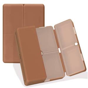 lot 929 image: FYY Daily Pill Organizer, 7 Compartments Portable Travel Pill Case, Folding Design for Purse Pocket to Hold Vitamins,Cod Liver Oil,Supplements and Medication-Brown - Retail $8