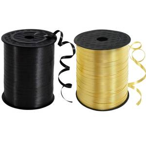lot 931 image: TONIFUL 500 Yards Curling Ribbon-Balloon Ribbon-Balloon String for Art&Craft Decor,Gift Wrapping,Ribbons and Bows for Christmas New Year Halloween Birthday Gifts Graduation Supplies (Black and Gold) - Retail $10