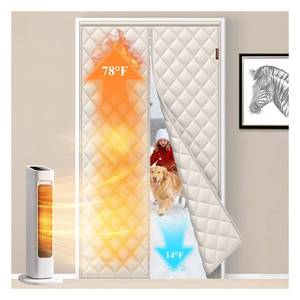 lot 934 image: MAGZO Quilted Thermal Insulated Door Curtain, Fits Door Size 30 x 80, Oxford Filled with Thicken Cotton, Windproof Insulation Cover Blanket for Winter, Prevent Cold Air, Strong Magnets, Beige - Retail $32
