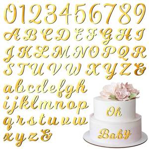 lot 940 image: Jspupifip 128 Pcs Acrylic Alphanumeric Cake Topper Diy Cake Decoration with Mirror Number 0-9 and Alphabet A-Z Personalized Cake Picks Decor Anniversary Baby Shower Party Supplies(Gold) - Retail $15
